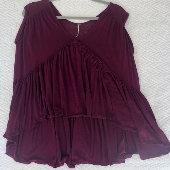 Free People Burgundy Flowy Top - Picture 1 of 4